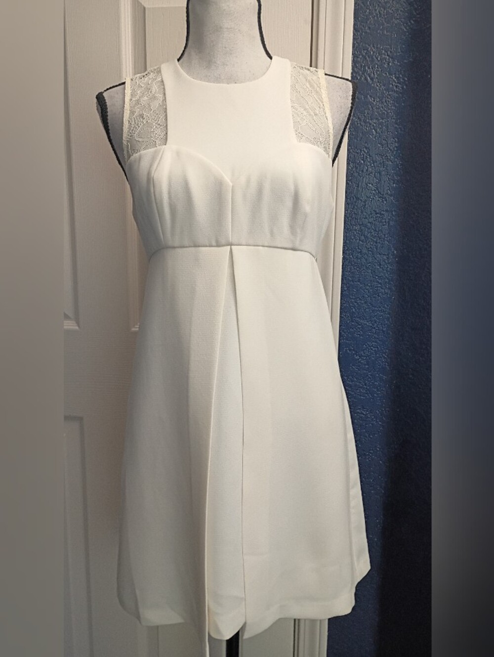 BCBGeneration White Lace-Accent Mini Dress
